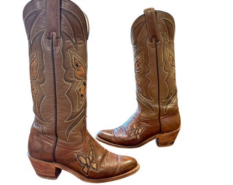 Size 6 M - Capezio West Women’s Vintage Cowboy Western Boots Butterfly Inlays