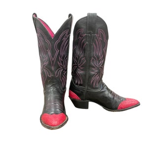 Size 8 B Justin Womens Vintage Cowboy Western Boots Pink Wingtips