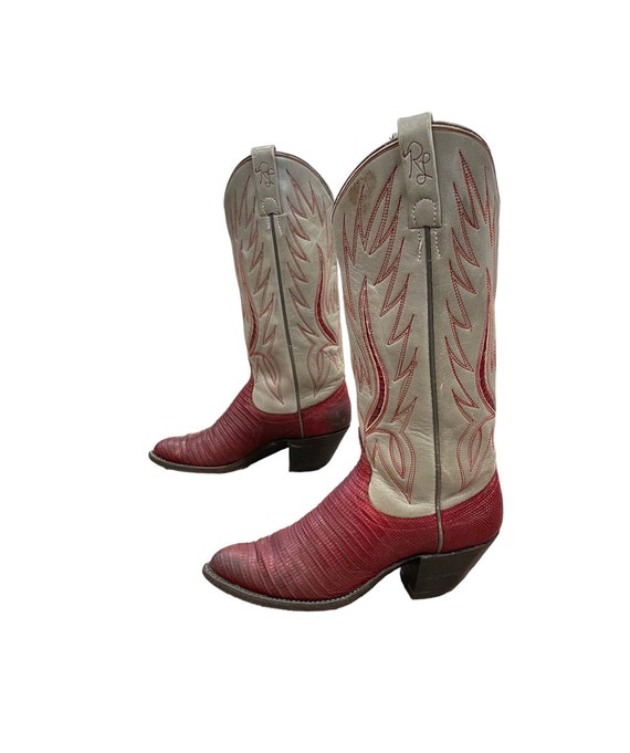 Size 6 C 1970s Ralph Lauren Womens Vintage Cowboy Western Boots Maroon  Lizard Inlays - Etsy