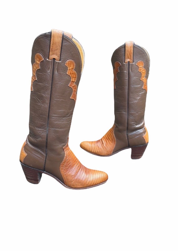 Justin Womens Vintage Cowboy Western Boots Light Pink Lizard Size 5 B
