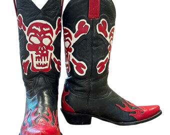 Size 8.5 D - Corral Men’s Cowboy Western Boots Double Sided Skull Inlays