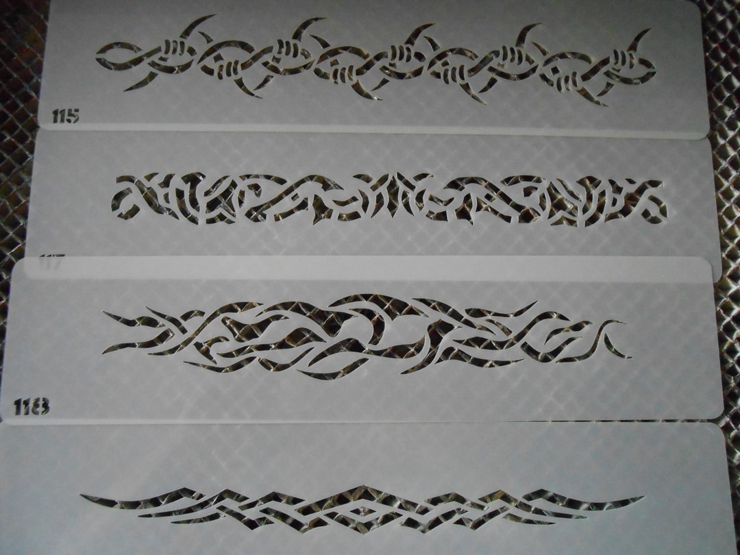 Tribal Flame Barbwire Armbands Stencil Set 43 Etsy