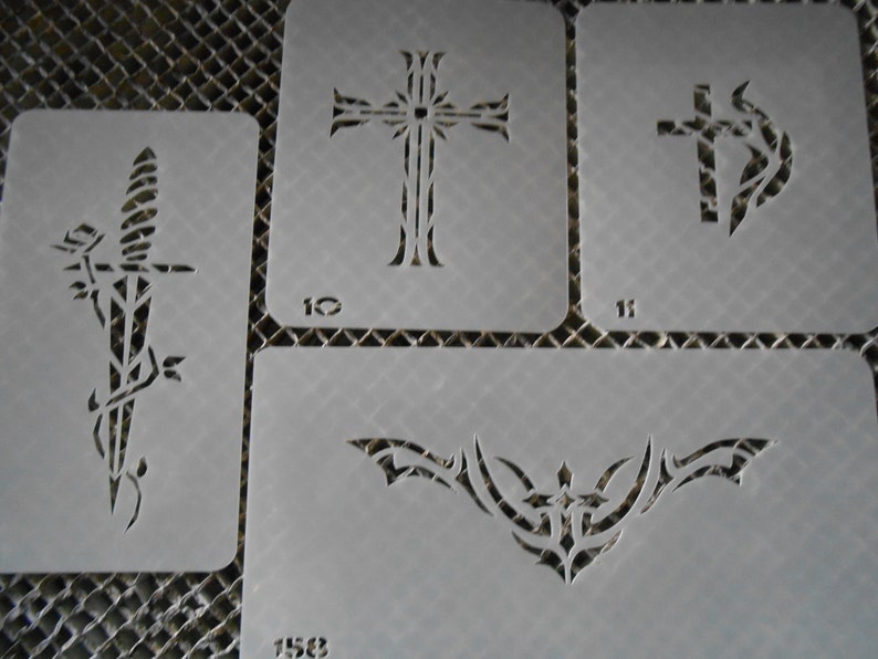 Temporary Airbrush Tattoo Stencil Crosses Set 8 Etsy