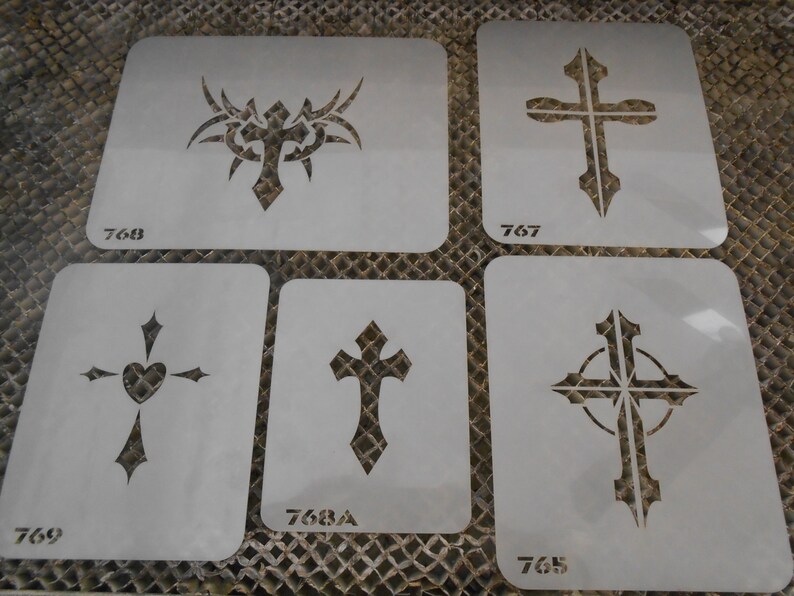 Airbrush Temporary Tattoo Stencil Set 133 Crosses Etsy