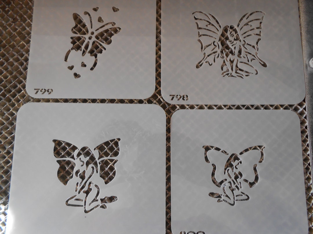 Airbrush Temporary Tattoo Stencil Set 139 Lady Butterflies Etsy