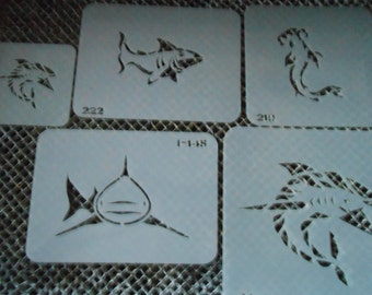 Temporary Airbrush Tattoo Stencil Jaws-Hammerhead Shark Set 17!