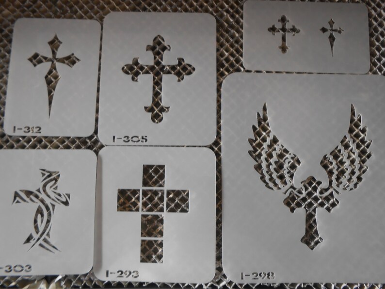 Airbrush Temporary Tattoo Stencil Set 262 Cross Wings Etsy