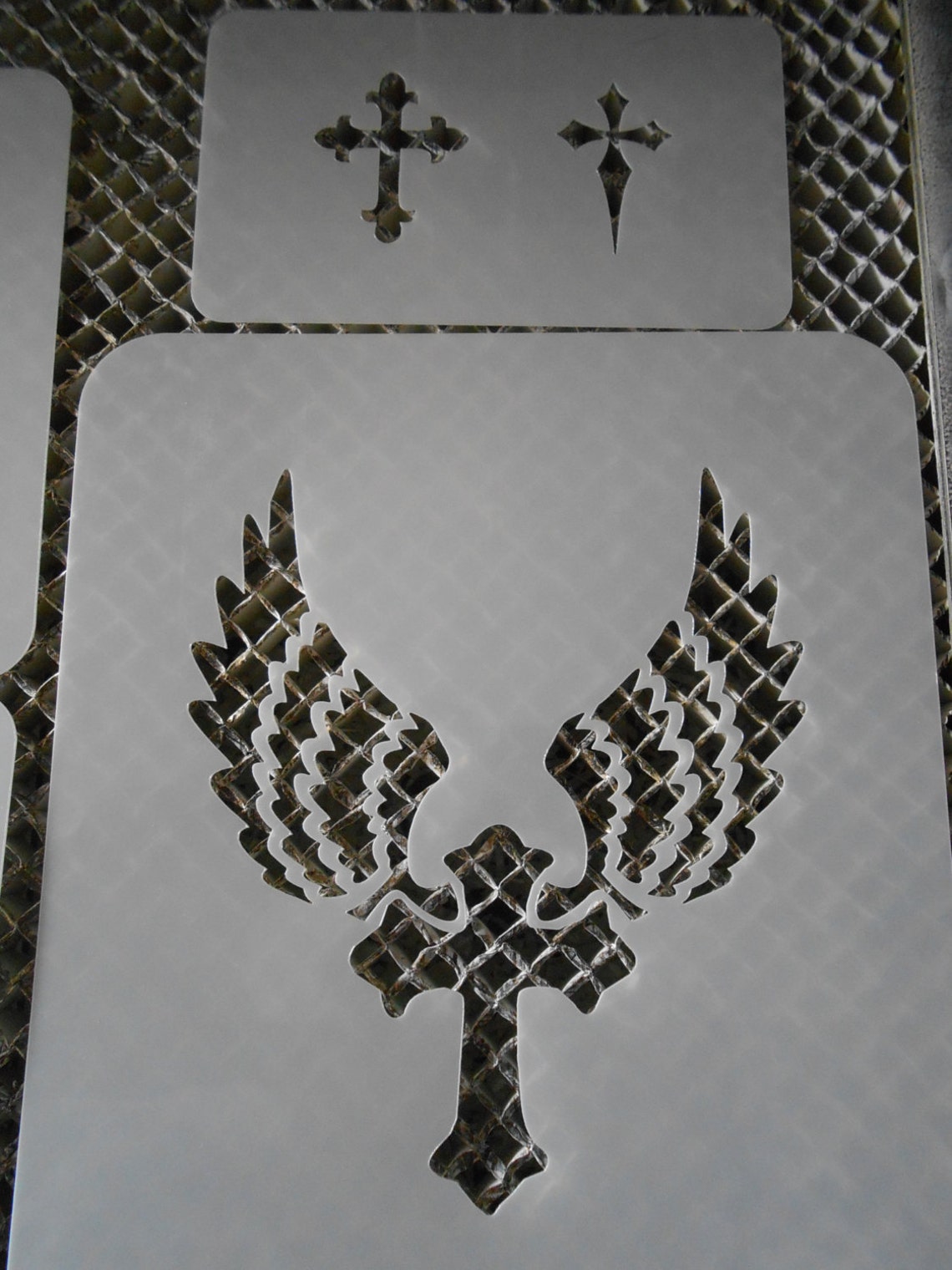 Airbrush Temporary Tattoo Stencil Set 262 Cross Wings Etsy