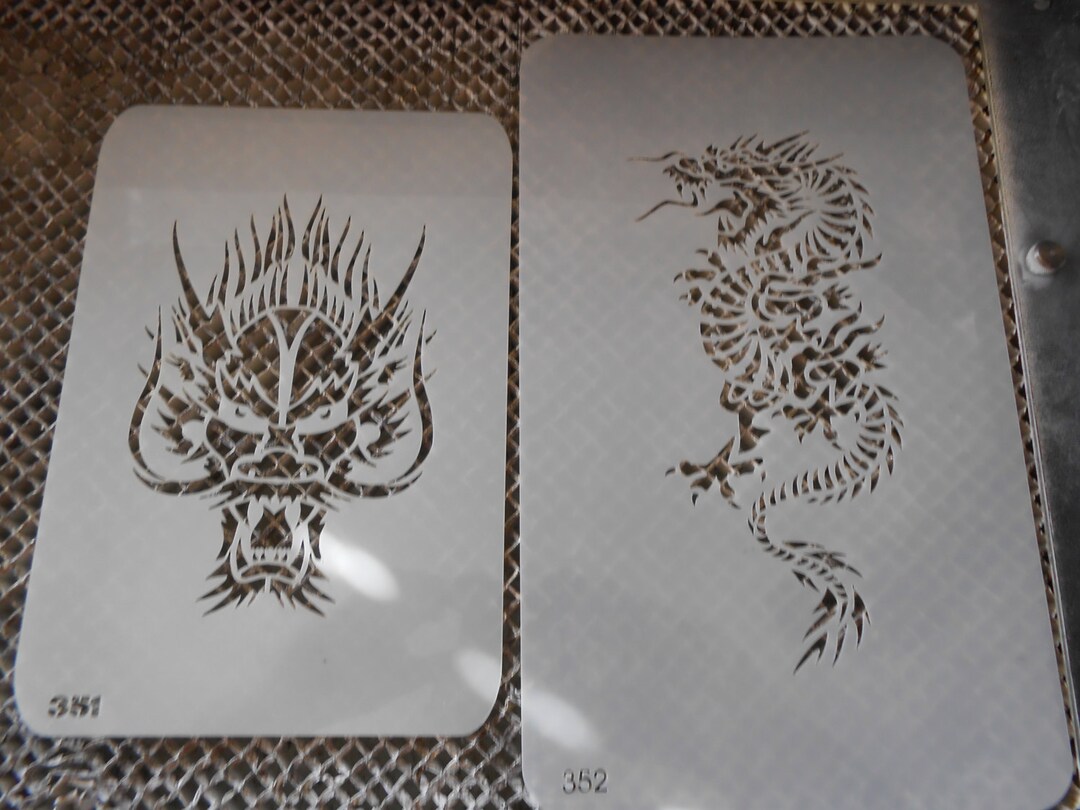 Airbrush Temporary Tattoo Stencil Set 68 Dragons Etsy