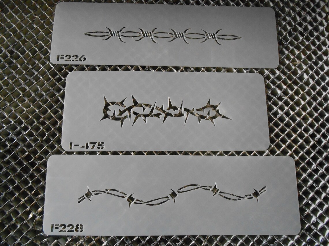 Airbrush Temporary Tattoo Stencil Set 345 Barbwire Etsy
