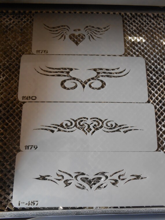 Airbrush Temporary Tattoo Stencil Set 218 Heart Lowerback Etsy