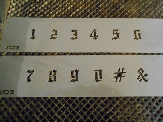 craft. Lasercut Hazy Mylar Old English Font Stencil Set for airbrush tattoo