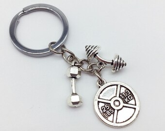WEIGHTLIFTING Keychain GYM Keychain Dumbbell Keychain Fitness Keychain Athlete Keychain GYM Gift Bodybuilder Keychain Trainer Keychain Gift