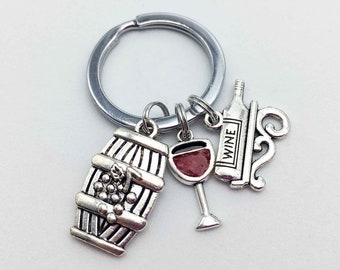 WINE Keychain Wine Gift Alcohol Keychain Alcohol Gift Grape Keychain Grape Gift Sommelier Keychain Sommelier Gift Wine Lovers Gift Wine Cup