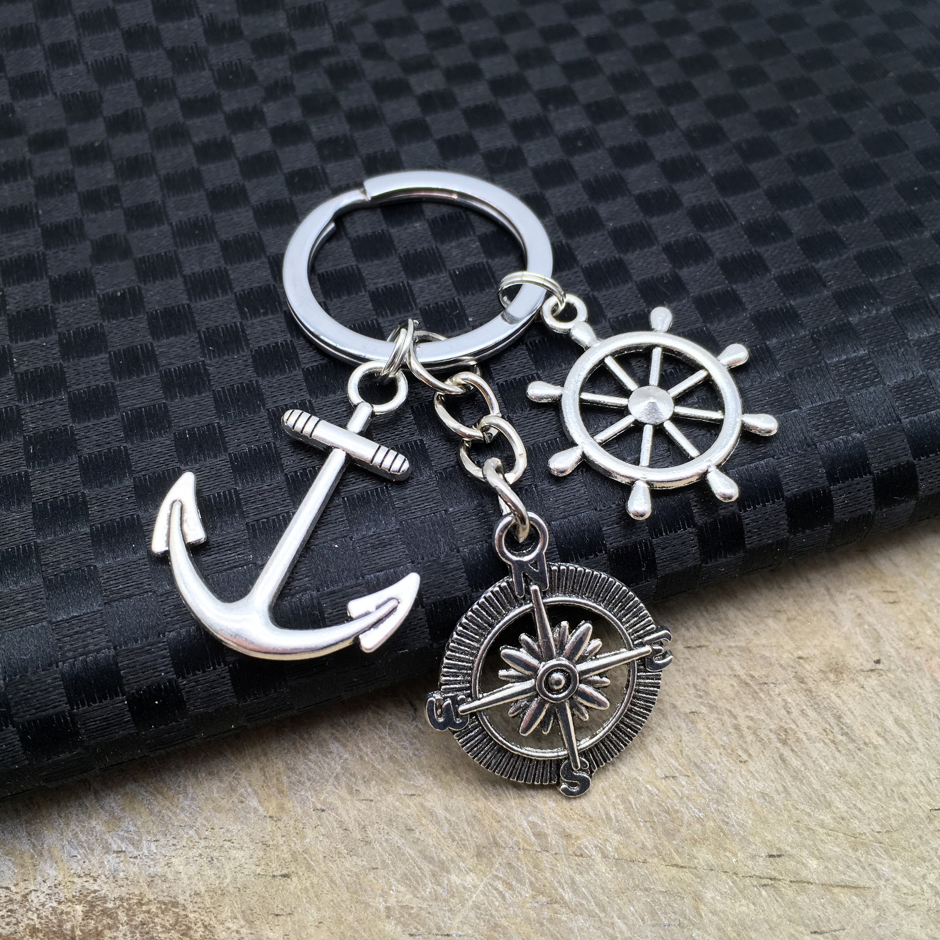 BEACH Keychain Beach Gift Summer Keychain Anchor Keychain Boat Etsy