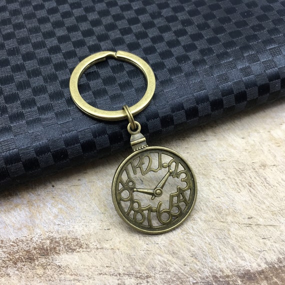 CLOCK Keychain Clock Keyring Clock Gift Wall Clock Charm Etsy