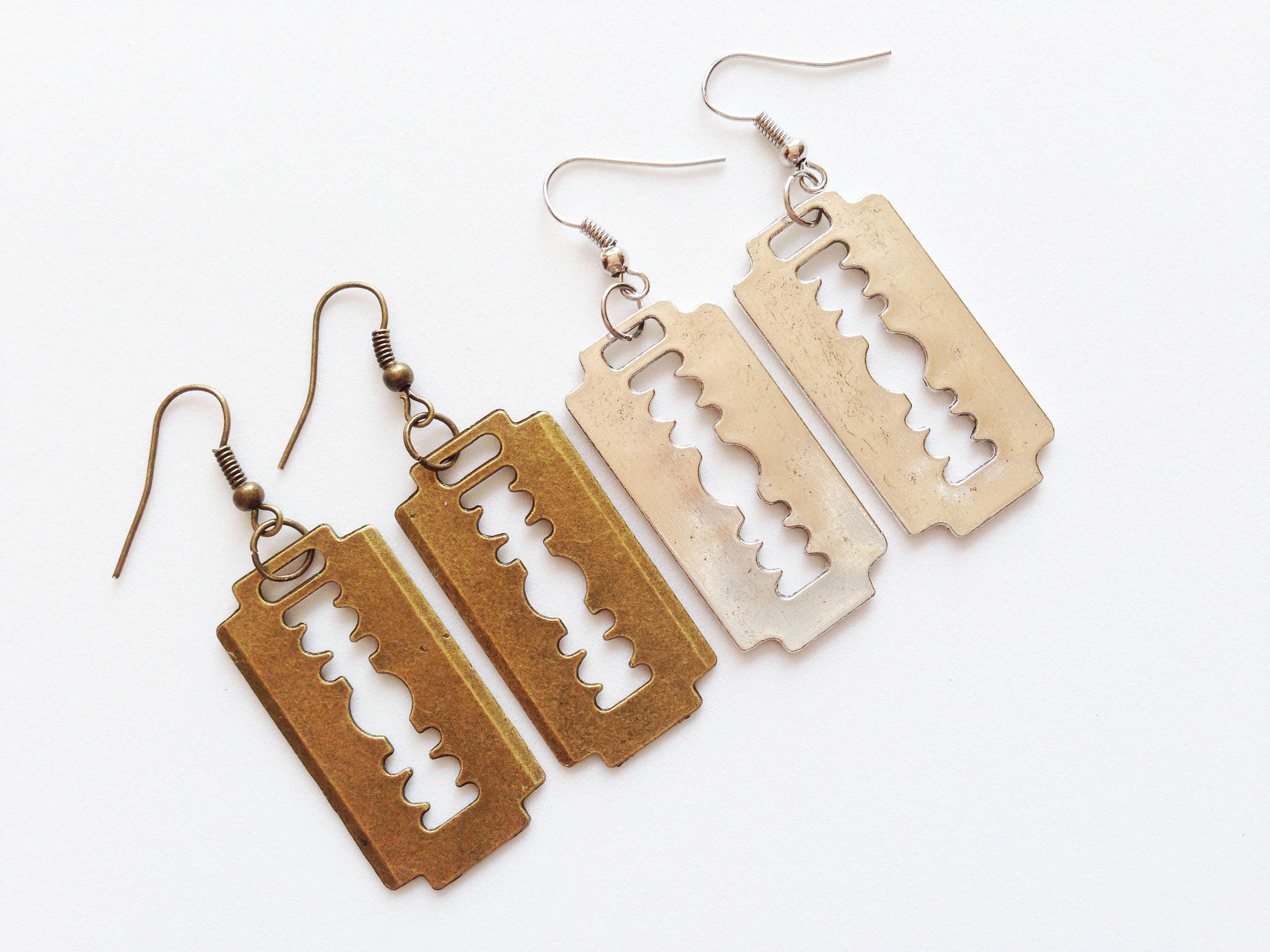 RAZOR BLADE Earrings Blade Earrings Razor Blade Jewelry Razor Etsy