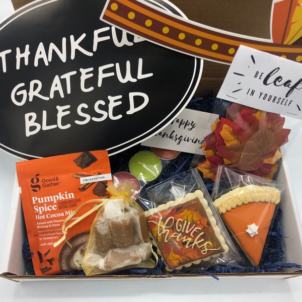 Thanksgiving Gift Box | Thanksgiving Cookies | Pumpkin Cookies | Give Thanks Cookies | Fall Gift Box