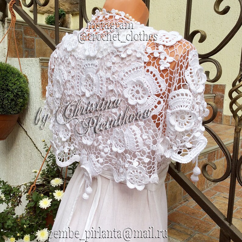Wedding Bolero Crochet Shrug Irish Lace West Cardigan Shoulder Etsy
