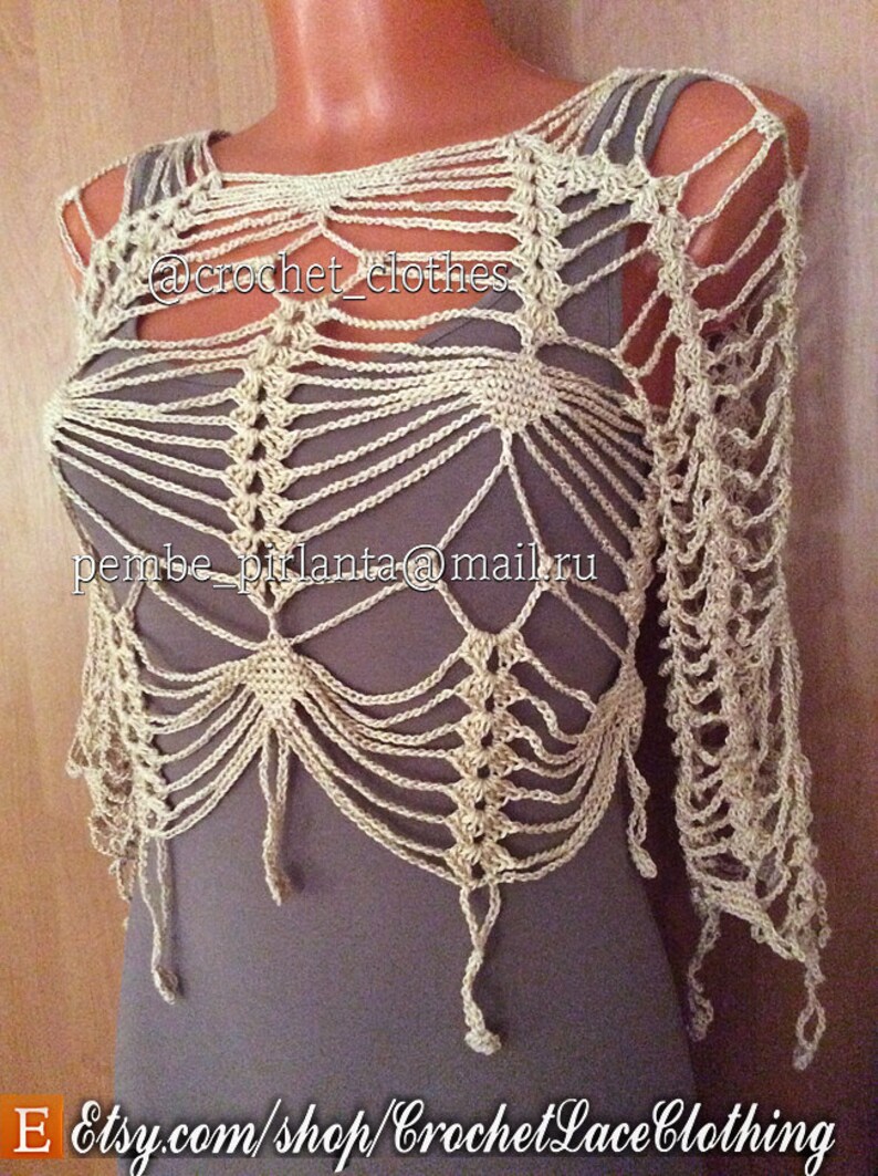 Beach cover up crochet top sexy spider web net tunic lace Etsy