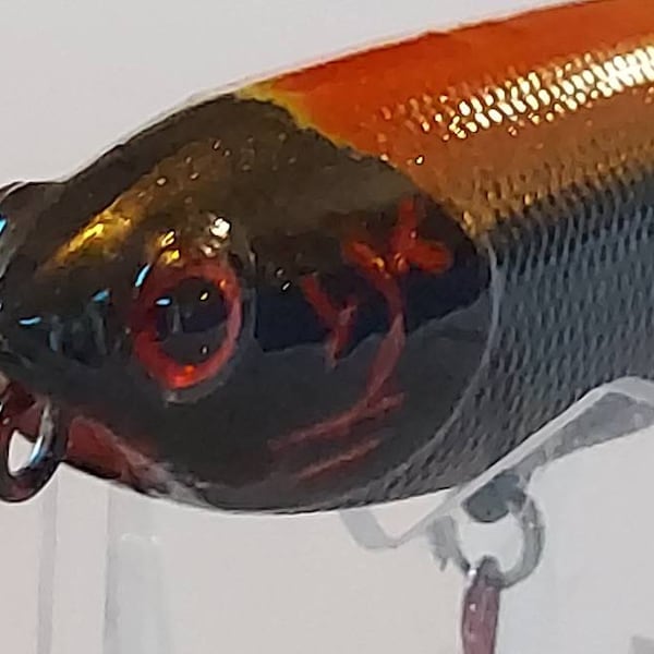 4" top water patty fishing lure with rattles. Unique  one of a kind.