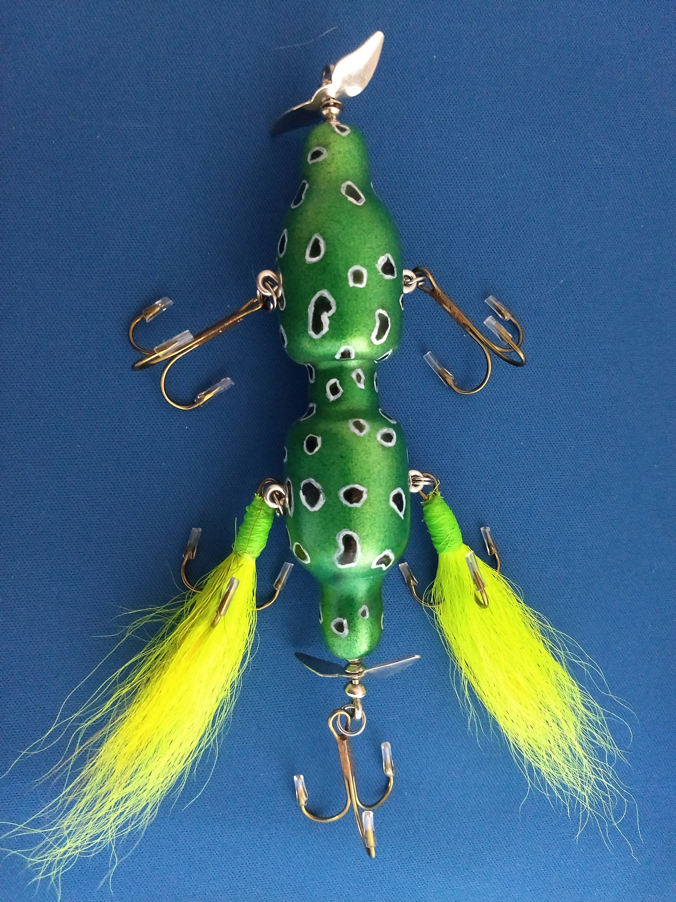 Handcrafted wooden fishing lure vintage style Muskie lure Etsy Blue green fishing lure machine embroidery design daily embroidery