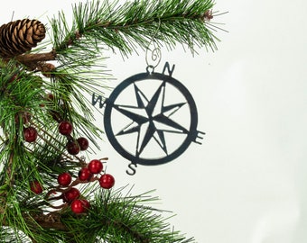 Compass Ornament, Bare Steel Ornaments, Mountain Hiking