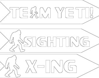 Bigfoot Or Sasquatch Street Sign DXF | dxf Cut Files For cnc | SVG | Cutting Files | DXF Plasma Bundle | Team Yeti | Crossing Signs
