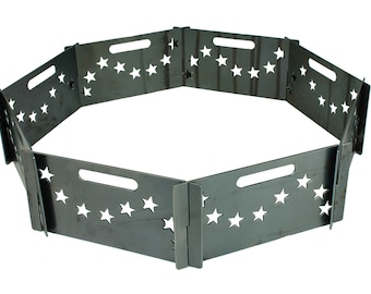 Wavy Stars Pattern Portable Fire Pit | Outdoor Fire Pit | | Decorative Steel Portable Fire Pits | Fire Pit Ring | Portable Fire Pit