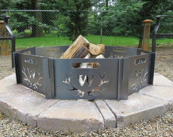 FIRE PIT PERSONALIZED, custom and portable. Add your initial into the crest of elk antlers and make this a unique and one of a kind gift.