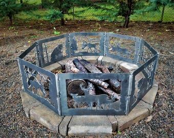 Wildlife Fire Pit, | Outdoor Fire Pit |  | Decorative Steel Portable Fire Pits | Fire Pit Ring | Portable Fire Pit