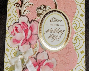 Handcrafted Wedding Card: Floral Congratulations