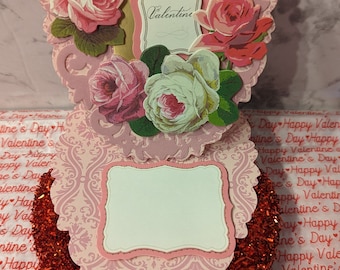 3D Valentine's Day Card: Floral Design, Handmade Card (5x7)