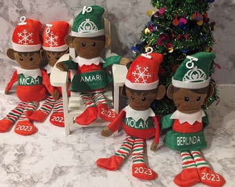 2023 African-American Elf personalized, Plush Christmas Doll, gift for co-workers, family, white elephant gift exchange, students,friends.