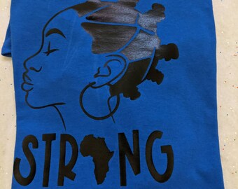 African-American Woman Silhouette Graphic Tee/Strong Afrocentric T=shirt