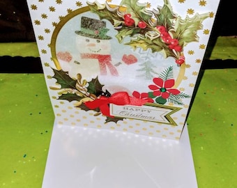 Handcrafted Christmas Snowglobe Shaker Card: Holiday Cardinal set of 5