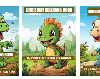 Dinosaur Coloring Book Bundle, 90 Pages, Kids Activity (PDF Download)
