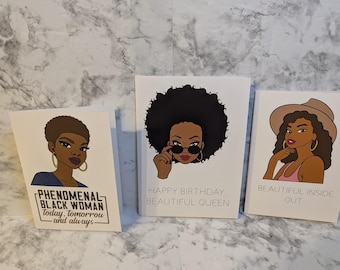 Afrocentric Greeting Cards Bundle | Black Woman Empowerment, Birthday, Motivation