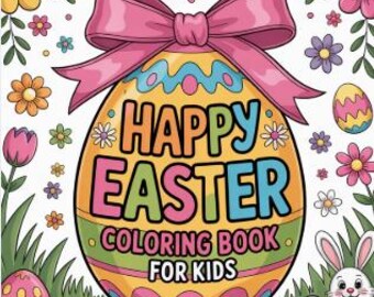 Easter Coloring Book for Kids, Bunny Egg Activity Pages (Digital Download)