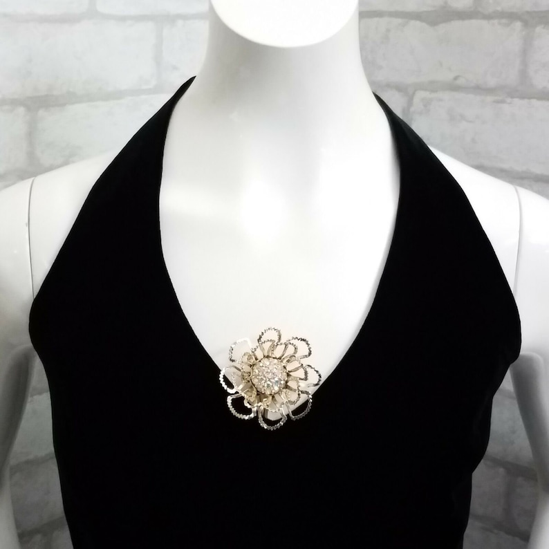 Vintage Sarah Coventry Allusion 60S Pin Flower Rhinestone Brooch Estate Jewelry