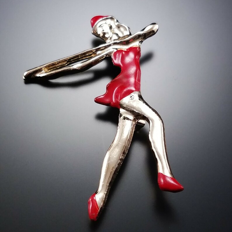 Vintage 50S Majorette Marching Band Brooch Estate Jewelry Figural Pin
