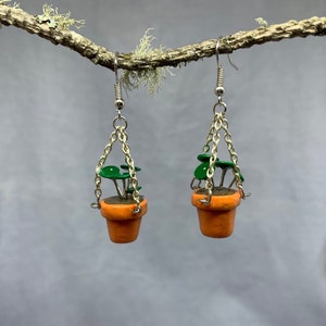 Pilea Peperomioides Plant Hanging Earrings