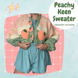 Peachy Keen Handmade Peach Pocket Crochet Button Up Sweater Pattern