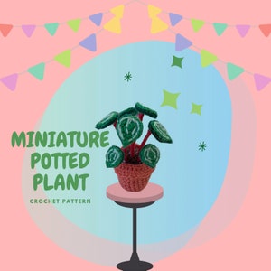 Patrón de Pilea/Peperomia en maceta de ganchillo en miniatura