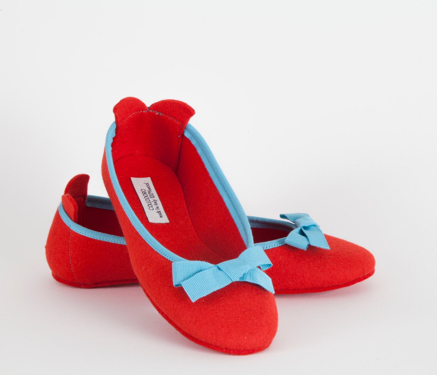 Women's Slippers Red Ballet Flat Merino Wool Felt Etsy