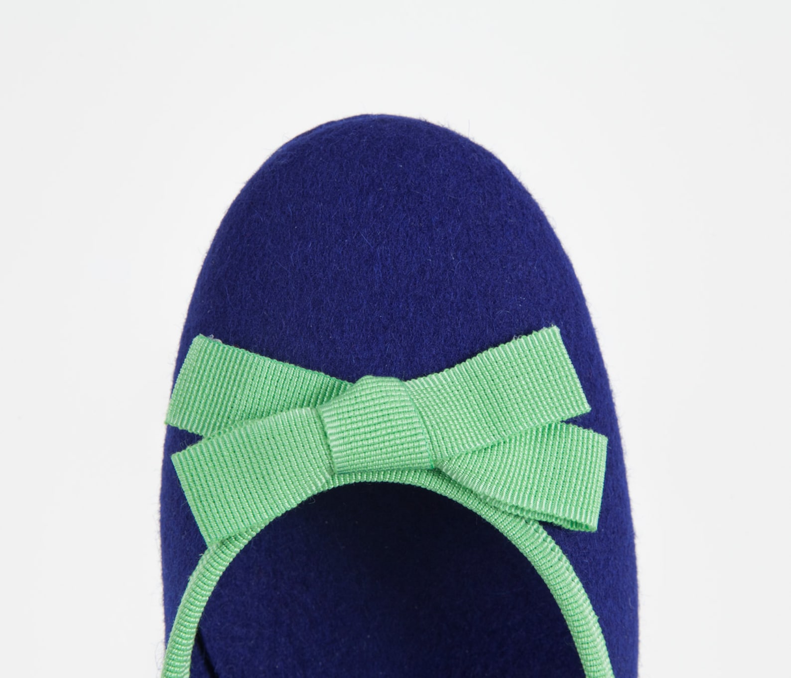 women's slippers- blue ballet flat- merino wool felt- handmade in italy- grosgrain ribbon & bow- size eu 36