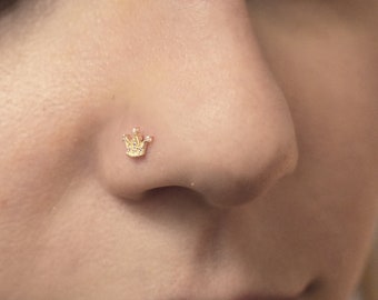 10K Solid Gold Nose Ring | Gold Nose Stud | Tiny Nose Ring | Minimalist Nose Jewelry | Everyday Fine Jewelry | L Shaped Nose Stud | 20G 22G