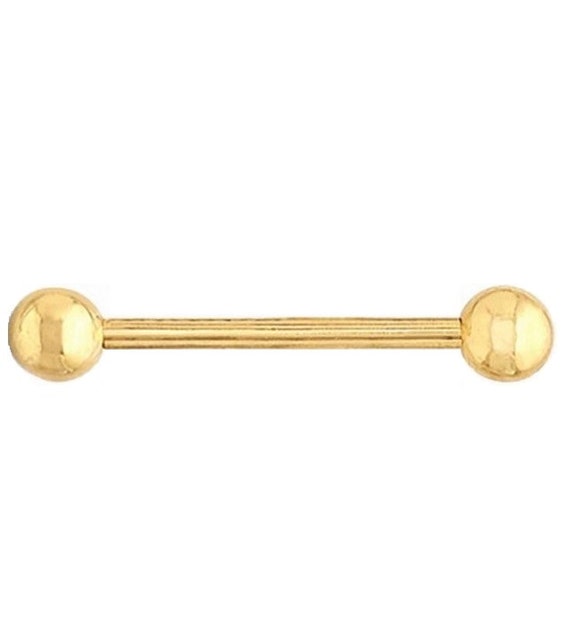 14kt Industrial Barbell Solid Gold Barbell Piercing Barbell I 14K