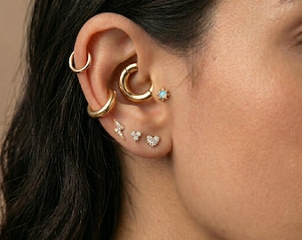 14K Solid Gold Clicker Hoop | 18G - 4G Gauge Septum Ring | Large Gauge Gold Hoop | Cartilage Clicker | Real Gold Piercing Jewelry