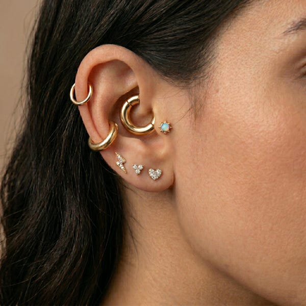 14K Solid Gold Clicker Hoop | 18G - 4G Gauge Septum Ring | Large Gauge Gold Hoop | Cartilage Clicker | Real Gold Piercing Jewelry